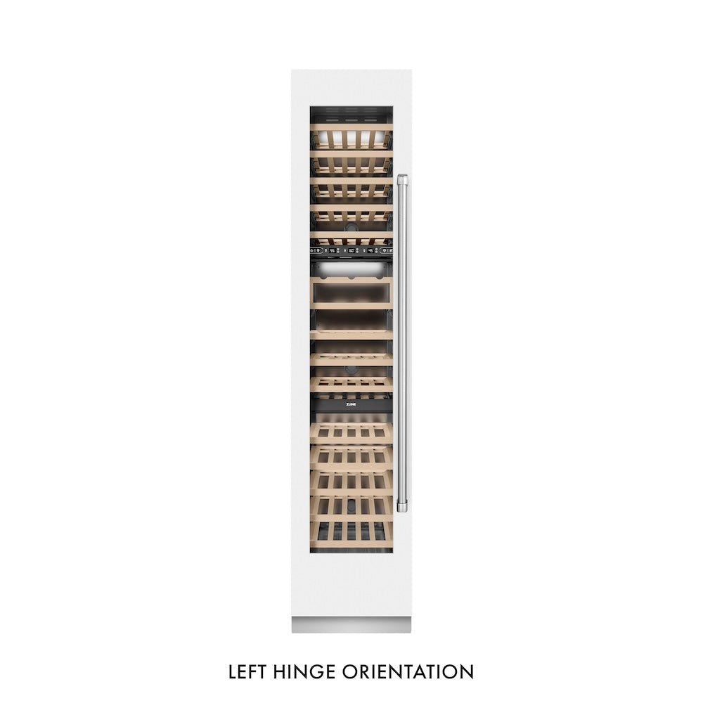ZLINE 18 in. 9.0 cu. ft. Triple Zone 68 Bottle Left Hinge Column Wine Cooler in White Matte (RCWVL-WM-18)