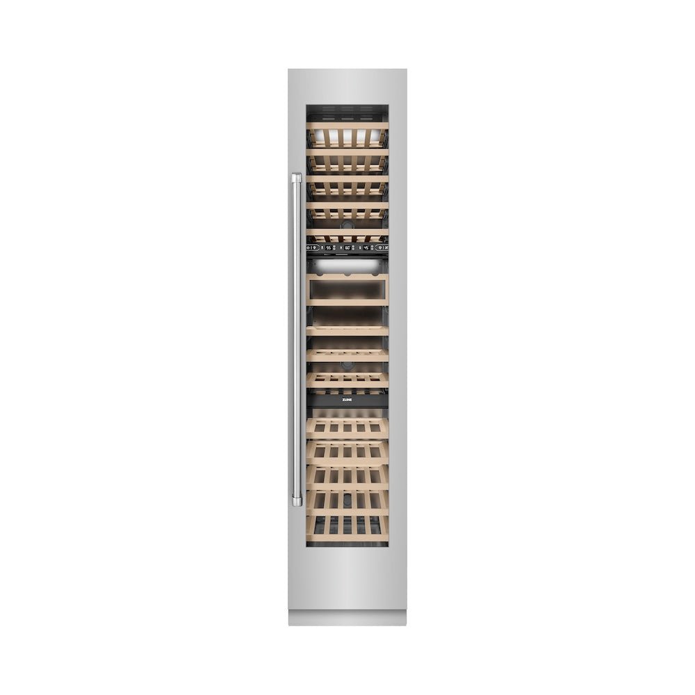 ZLINE 18 in. 9.0 cu. ft. Triple Zone 68 Bottle Right Hinge Column Wine Cooler in Stainless Steel (RCWVR-304-18)