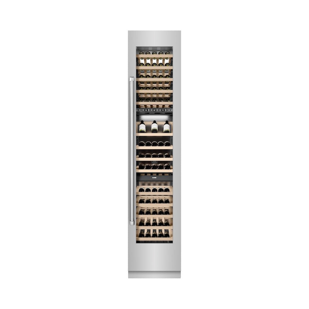 ZLINE 18 in. 9.0 cu. ft. Triple Zone 68 Bottle Right Hinge Column Wine Cooler in Stainless Steel (RCWVR-304-18)