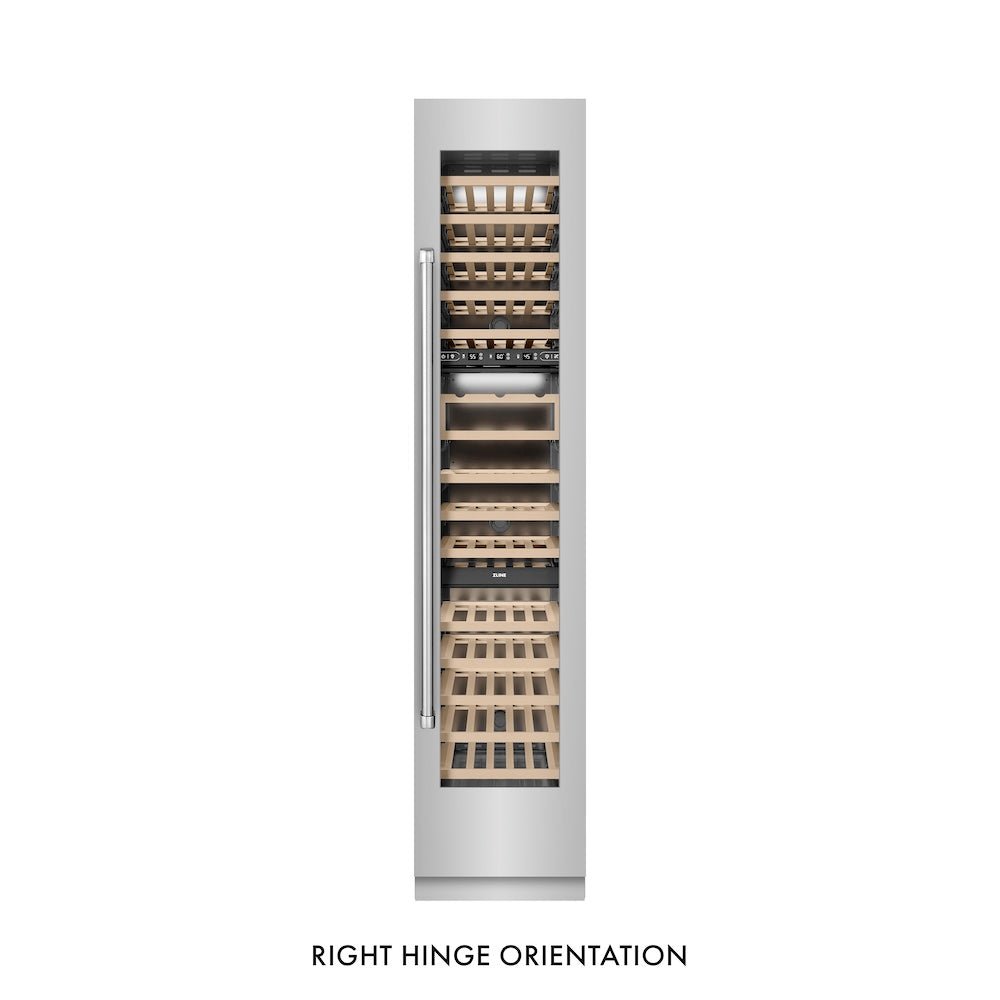 ZLINE 18 in. 9.0 cu. ft. Triple Zone 68 Bottle Right Hinge Column Wine Cooler in Stainless Steel (RCWVR-304-18)