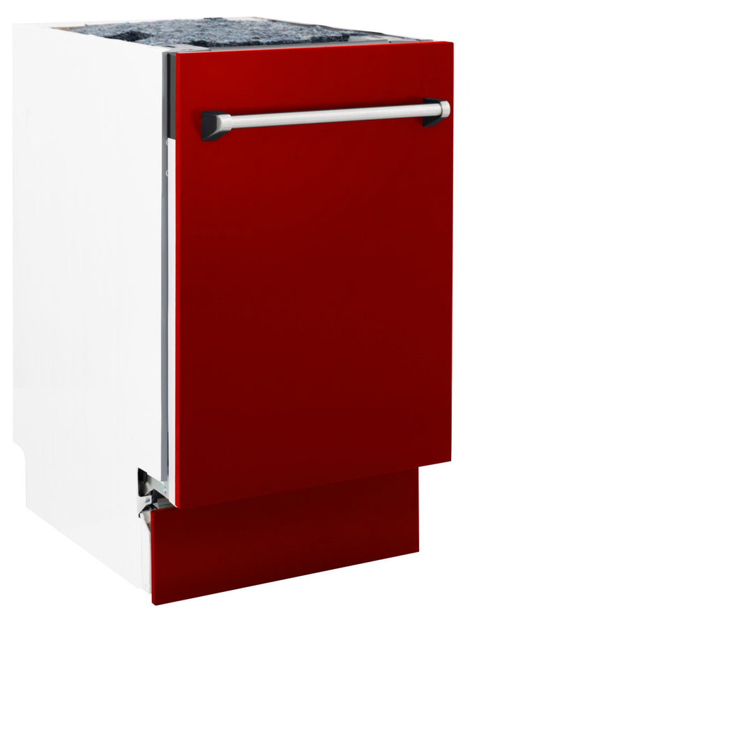 ZLINE 18 in. Tallac Series 3rd Rack Top Control Built-In Dishwasher in Red Gloss with Stainless Steel Tub, 51dBa (DWV-RG-18)