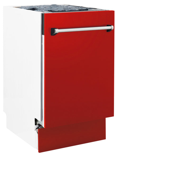 ZLINE 18 in. Tallac Series 3rd Rack Top Control Built-In Dishwasher in Red Matte with Stainless Steel Tub, 51dBa (DWV-RM-18)