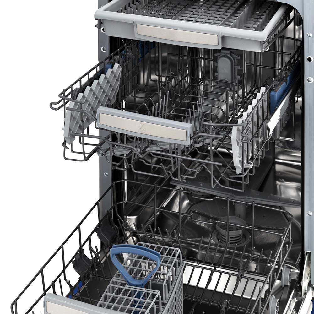 ZLINE 18 in. Tallac Series 3rd Rack Top Control Built-In Dishwasher in Stainless Steel and Traditional Handle, 51dBa (DWV-304-18)