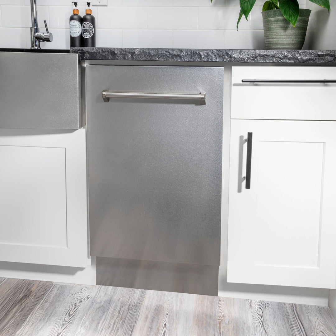 ZLINE 18 in. Tallac Series 3rd Rack Top Control Dishwasher with Satin Stainless Steel Panel and Stainless Steel Tub, 51dBa (DWV-SN-18)