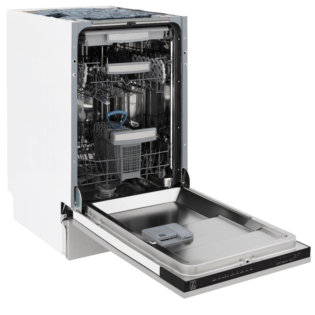 ZLINE 18 in. Tallac Series 3rd Rack Top Control Dishwasher with Satin Stainless Steel Panel and Stainless Steel Tub, 51dBa (DWV-SN-18)
