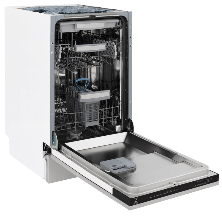 ZLINE 18 in. Tallac Series 3rd Rack Top Control Dishwasher with Satin Stainless Steel Panel and Stainless Steel Tub, 51dBa (DWV-SN-18)