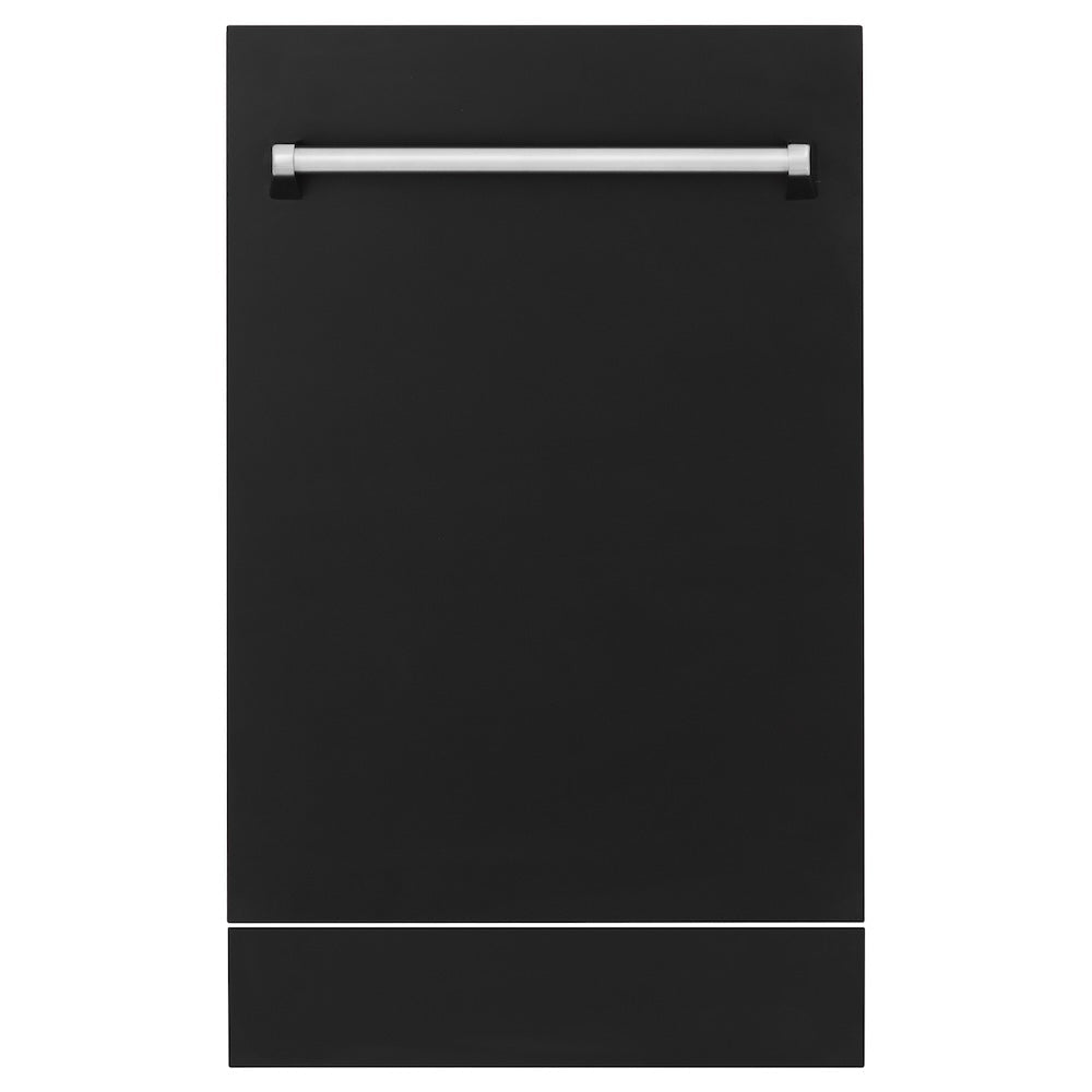 ZLINE 18" Tallac Dishwasher Panel in Black Matte with Traditional Handle (DPV-BLM-18)