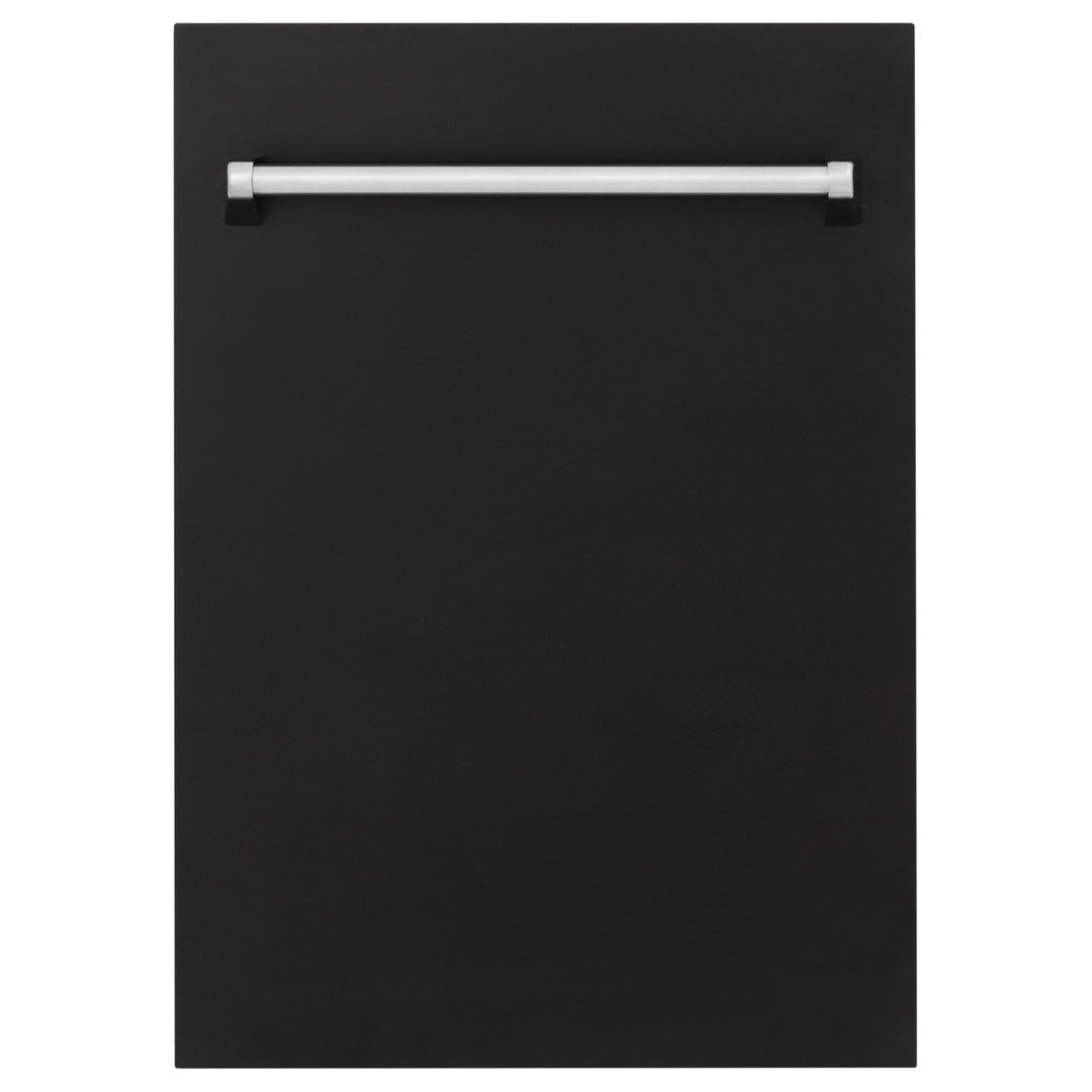 ZLINE 18" Tallac Dishwasher Panel in Black Matte with Traditional Handle (DPV-BLM-18)