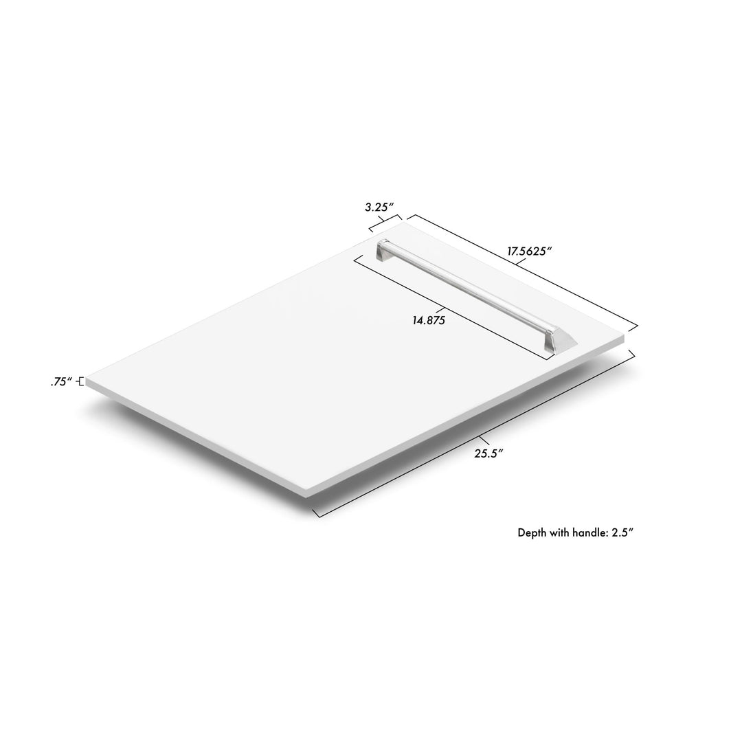 ZLINE 18" Tallac Dishwasher Panel in White Matte with Traditional Handle (DPV-WM-18)