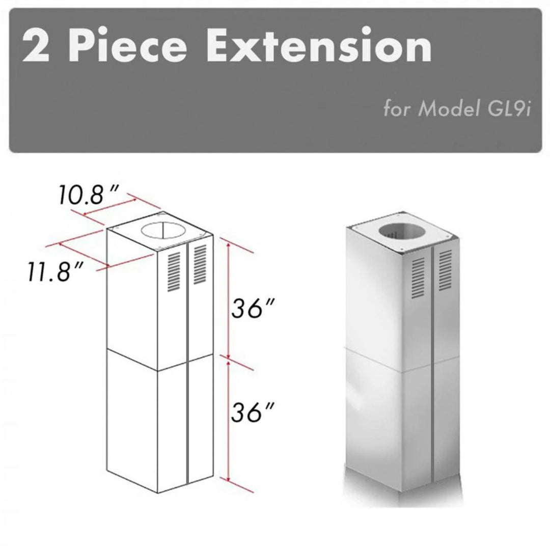 ZLINE 2-36" Chimney Extensions for 10 ft. to 12 ft. Ceilings (2PCEXT-GL9i)