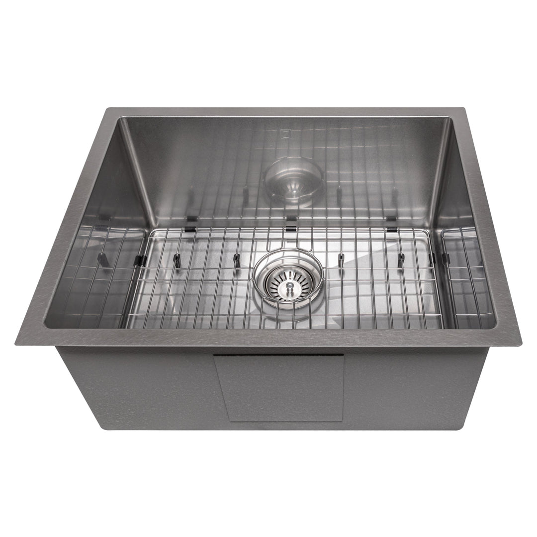 ZLINE 23 in. Meribel Undermount Single Bowl Satin Stainless Steel Kitchen Sink with Bottom Grid (SRS-23S)