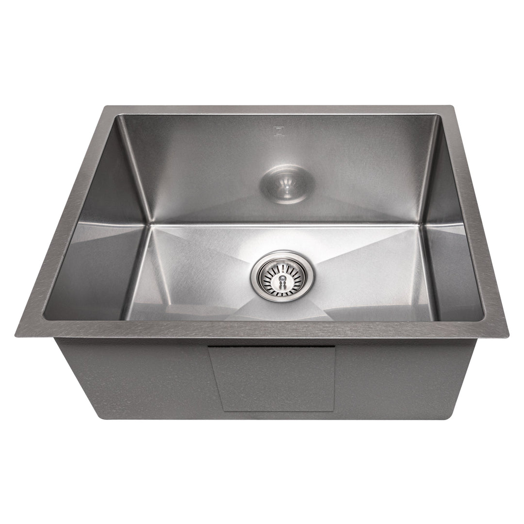 ZLINE 23 in. Meribel Undermount Single Bowl Satin Stainless Steel Kitchen Sink with Bottom Grid (SRS-23S)