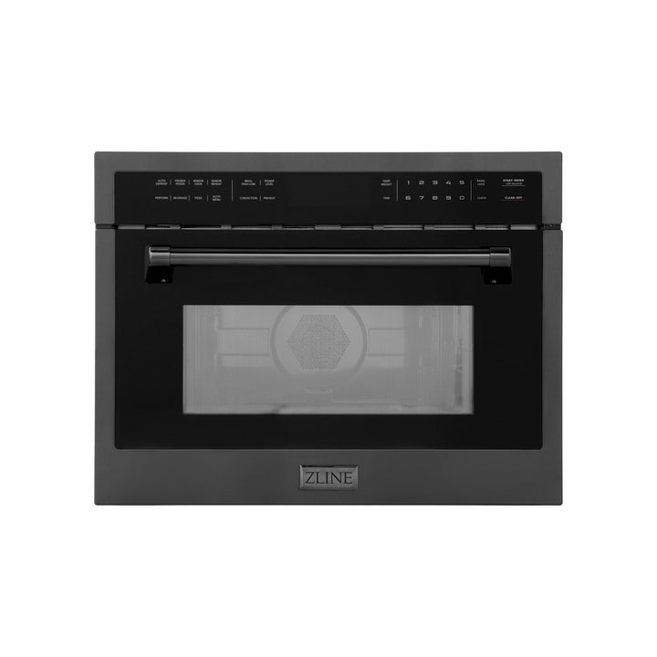 ZLINE 24" 1.6 cu ft. Built-in Convection Microwave Oven in Black Stainless Steel with Speed and Sensor Cooking (MWO-24-BS)