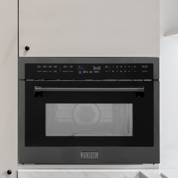 ZLINE 24" 1.6 cu ft. Built-in Convection Microwave Oven in Black Stainless Steel with Speed and Sensor Cooking (MWO-24-BS)