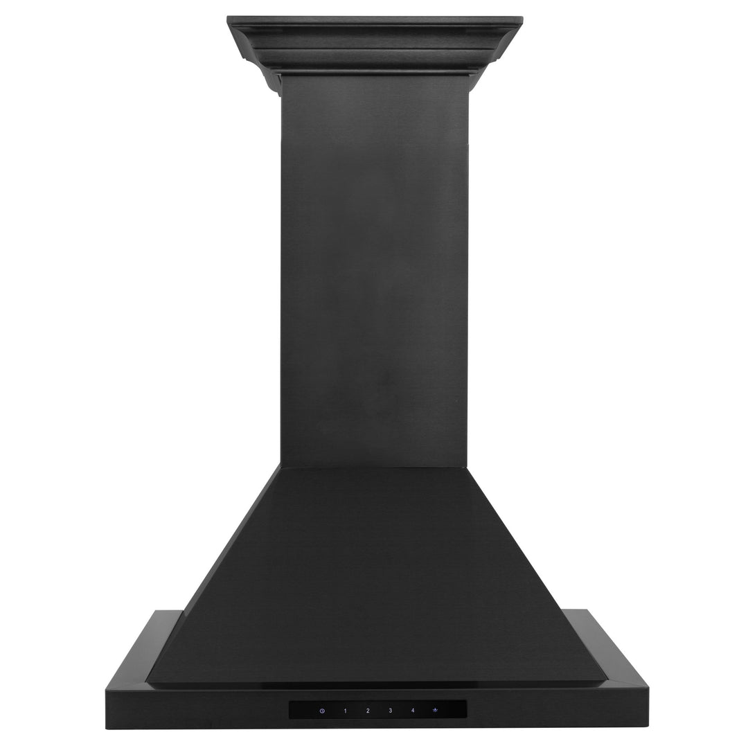 ZLINE 24" Convertible Vent Wall Mount Range Hood in Black Stainless Steel with Crown Molding (BSKBNCRN-24)