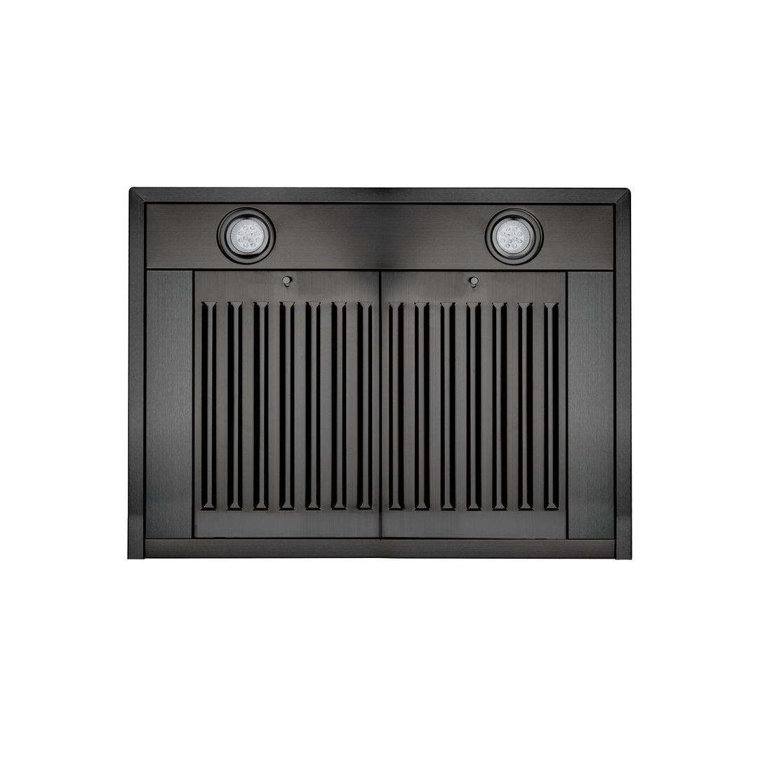 ZLINE 24" Convertible Wall Mount Range Hood in Black Stainless Steel with Set of 2 Charcoal Filters, LED lighting and Dishwasher-Safe Baffle Filters (BSKBN-CF-24)