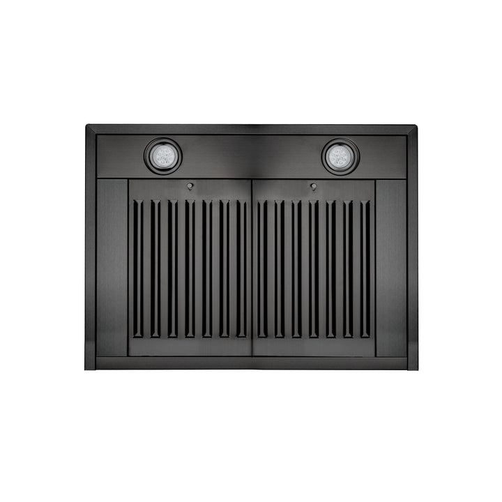 ZLINE 24" Convertible Wall Mount Range Hood in Black Stainless Steel with Set of 2 Charcoal Filters, LED lighting and Dishwasher-Safe Baffle Filters (BSKBN-CF-24)