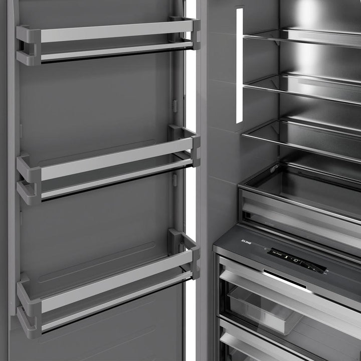ZLINE 24 in. 12.4 cu. ft. Column Freezer in Black Stainless Steel with Graphite Gray Interior (RCFV-BS-24)