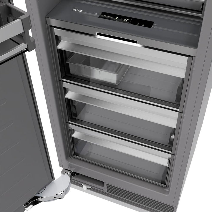 ZLINE 24 in. 12.4 cu. ft. Column Freezer in Black Stainless Steel with Graphite Gray Interior (RCFV-BS-24)