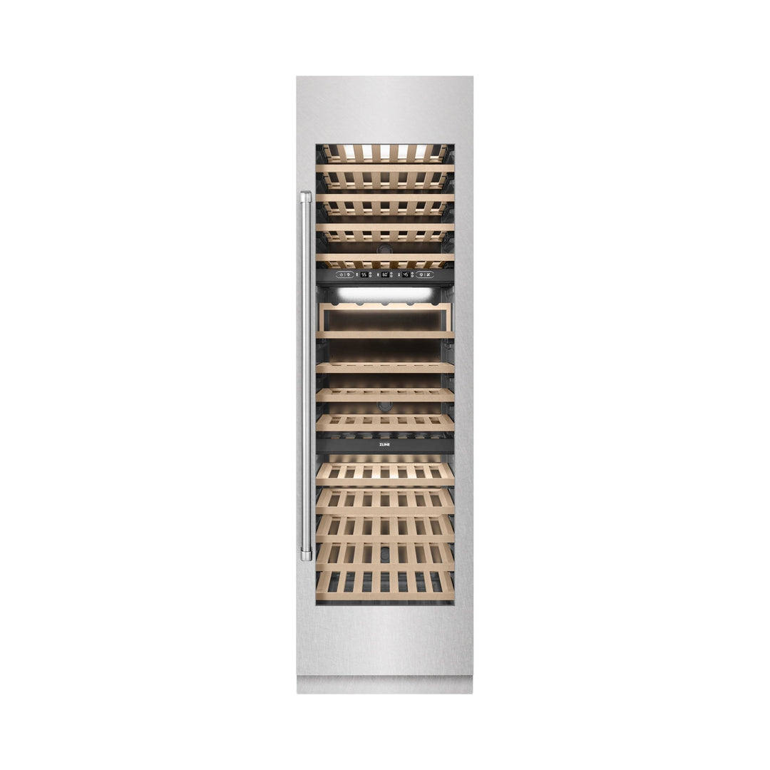 ZLINE 24 in. 12.4 cu. ft. Triple Zone 100 Bottle Column Wine Cooler in Satin Stainless Steel (RCWV-SN-24)
