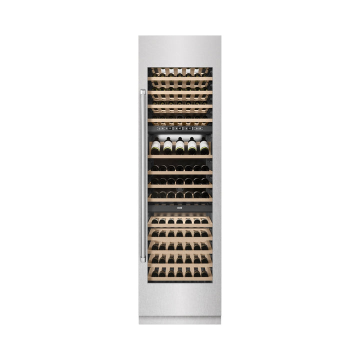 ZLINE 24 in. 12.4 cu. ft. Triple Zone 100 Bottle Column Wine Cooler in Satin Stainless Steel (RCWV-SN-24)