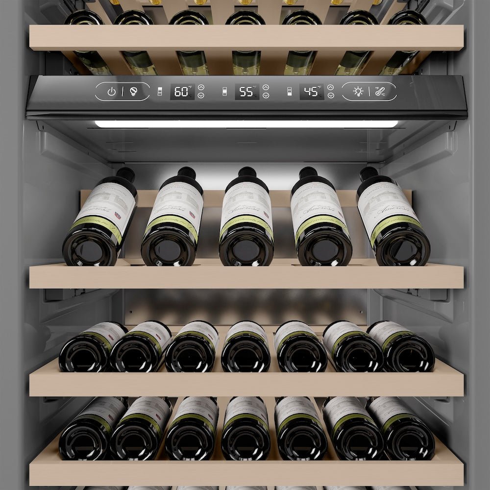 ZLINE 24 in. 12.4 cu. ft. Triple Zone 100 Bottle Column Wine Cooler in Stainless Steel (RCWV-304-24)