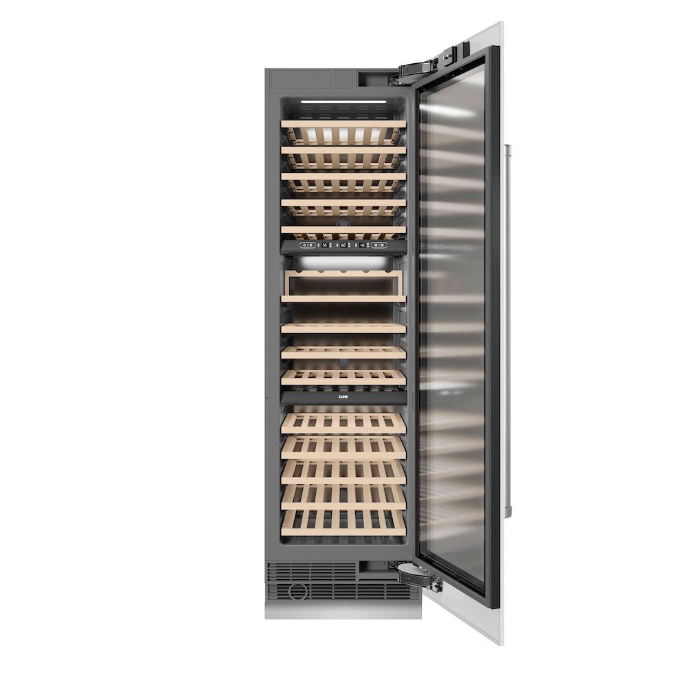 ZLINE 24 in. 12.4 cu. ft. Triple Zone 100 Bottle Column Wine Cooler in White Matte (RCWV-WM-24)
