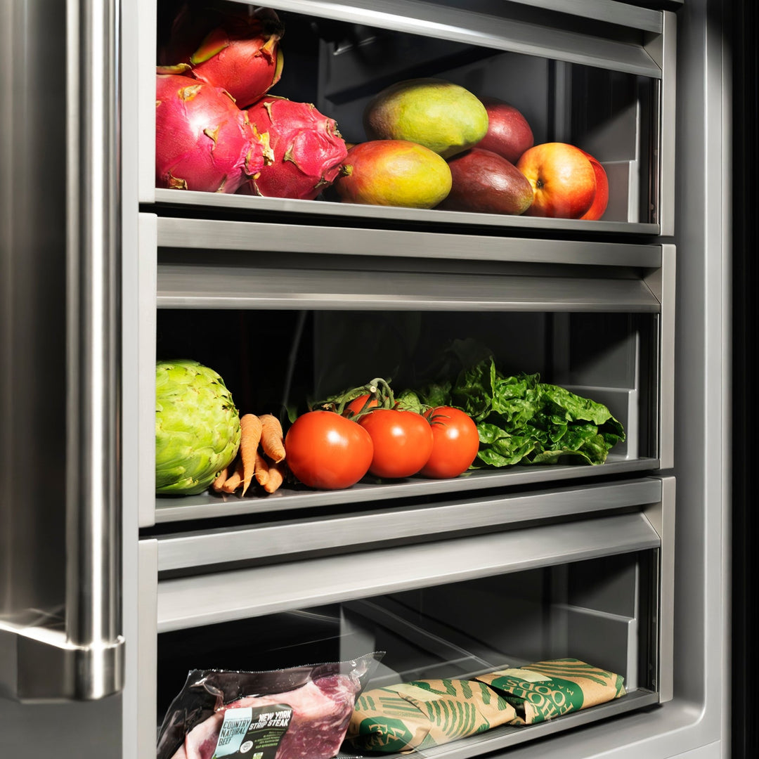 ZLINE 24 in. 12.5 cu. ft. Column Refrigerator in Satin Stainless Steel with Graphite Gray Interior (RCRV-SN-24)