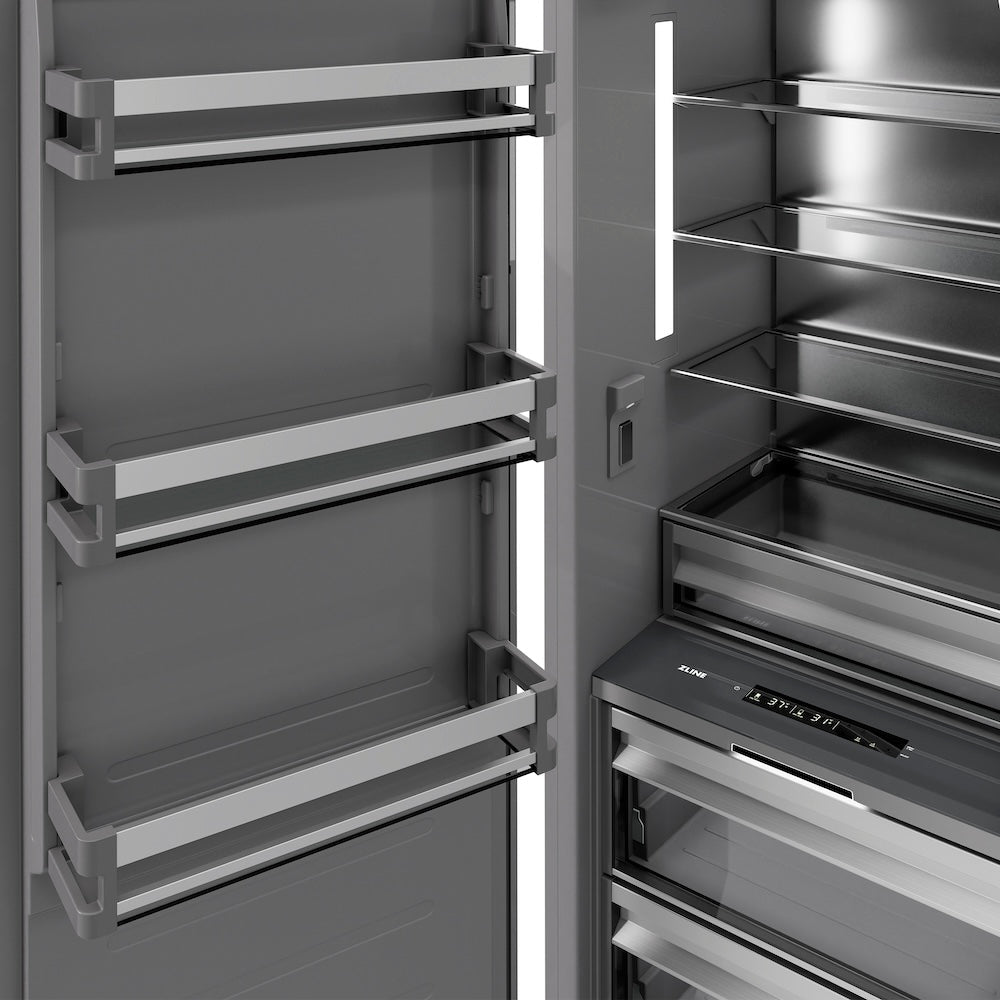 ZLINE 24 in. 12.5 cu. ft. Column Refrigerator in Stainless Steel with Graphite Gray Interior (RCRV-304-24)