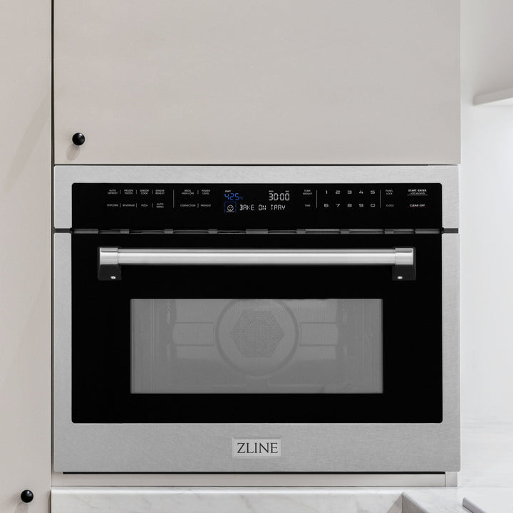 ZLINE 24 in. 1.6 cu ft. Built-in Convection Microwave Oven in Satin Stainless Steel with Speed and Sensor Cooking (MWO-24-SS)