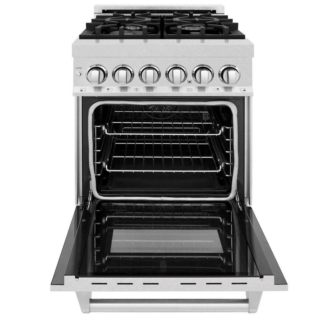 ZLINE 24 in. 2.8 cu. ft. Legacy Dual Fuel Range with 4 Burner Gas Cooktop and Electric Convection Oven in Satin Stainless Steel with Griddle (RAS-SN-GR-24)