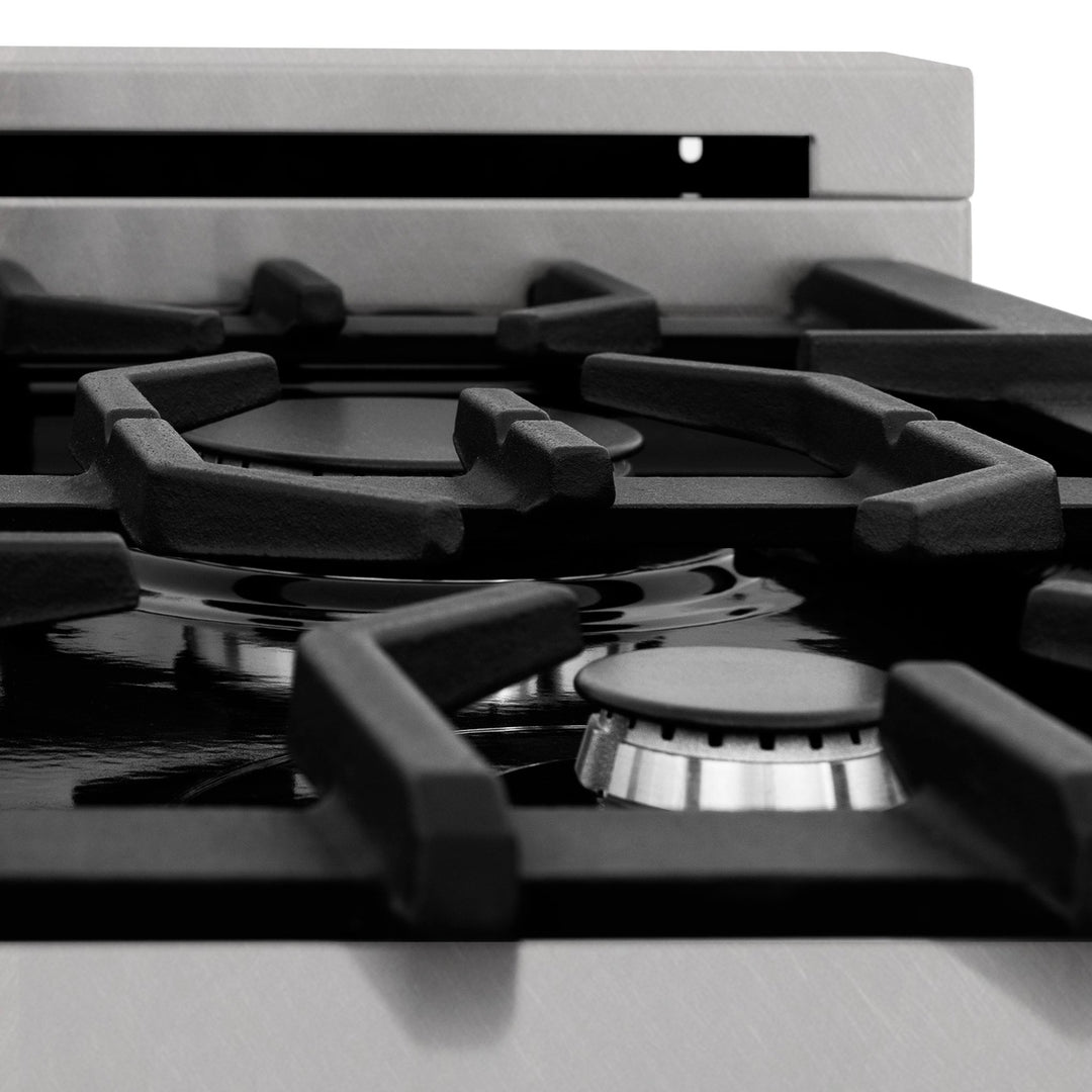 ZLINE 24 in. 2.8 cu. ft. Legacy Dual Fuel Range with 4 Burner Gas Cooktop and Electric Convection Oven in Satin Stainless Steel with White Matte Door and Griddle (RAS-WM-GR-24)