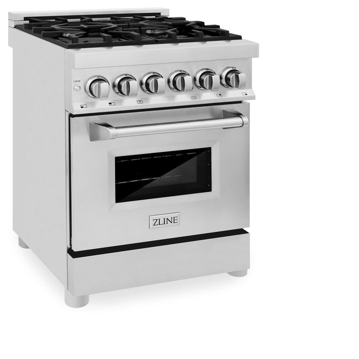 ZLINE 24 in. 2.8 cu. ft. Legacy Dual Fuel Range with 4 Burner Gas Cooktop and Electric Convection Oven in Stainless Steel (RA24)