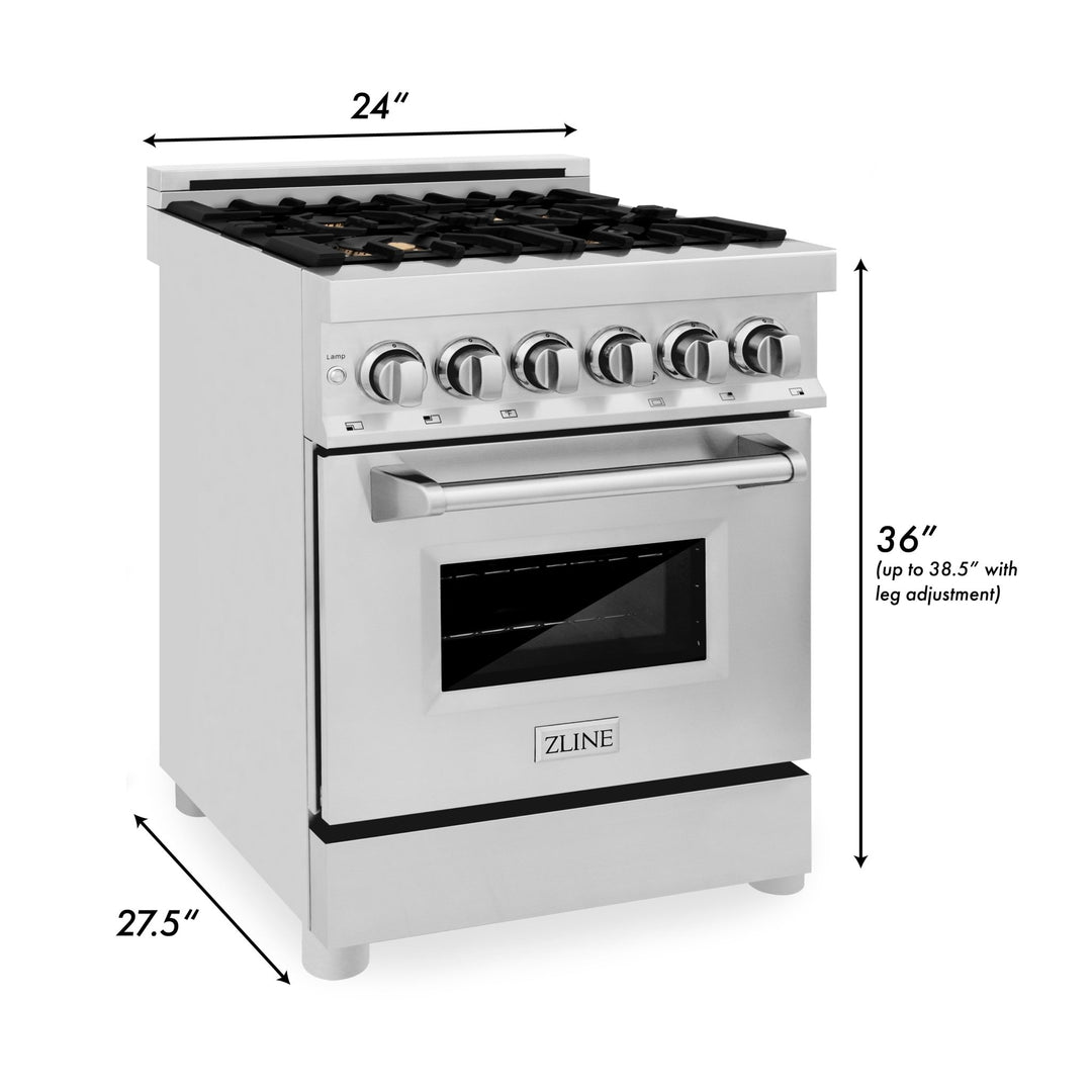 ZLINE 24 in. 2.8 cu. ft. Legacy Dual Fuel Range with 4 Burner Gas Cooktop and Electric Convection Oven (RA-BR-GR-24)