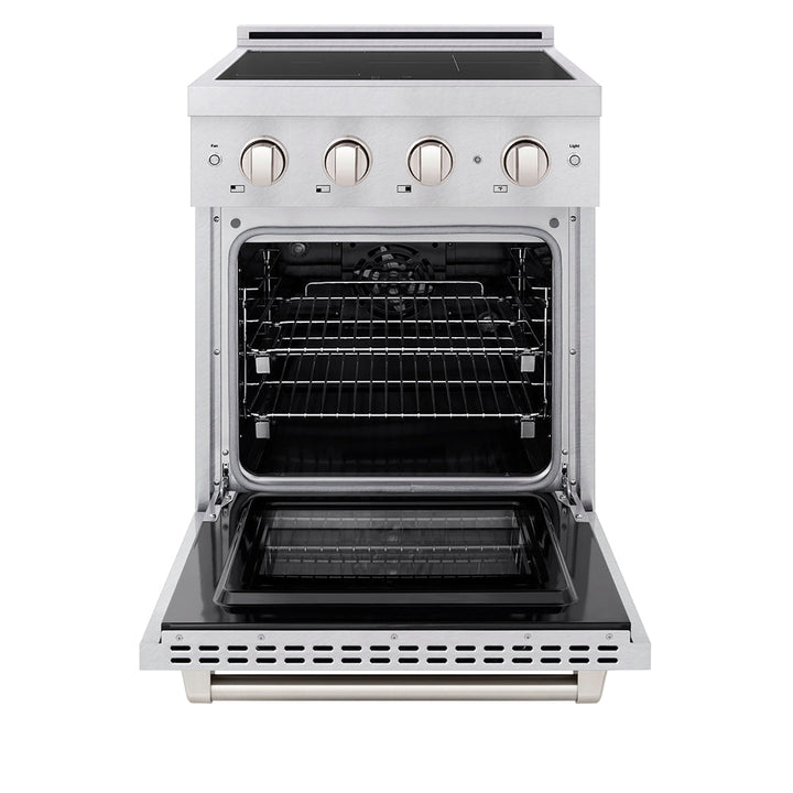 ZLINE 24 in. 3.2 cu. ft. Paramount Induction Range with 3 Element Cooktop and Electric Convection Oven in Satin Stainless Steel (SINRS-24)