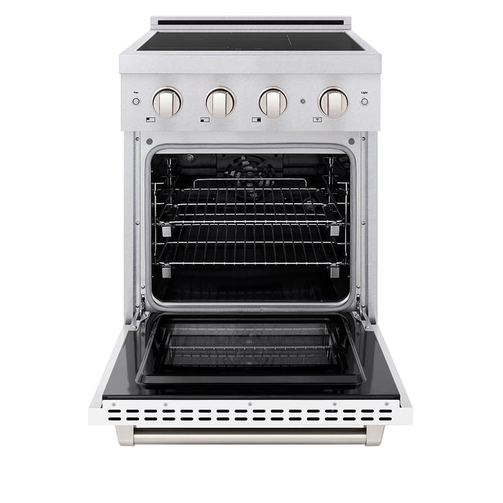 ZLINE 24 in. 3.2 cu. ft. Paramount Induction Range with 3 Element Cooktop and Electric Convection Oven in Satin Stainless Steel with White Matte Door (SINRS-WM-24)