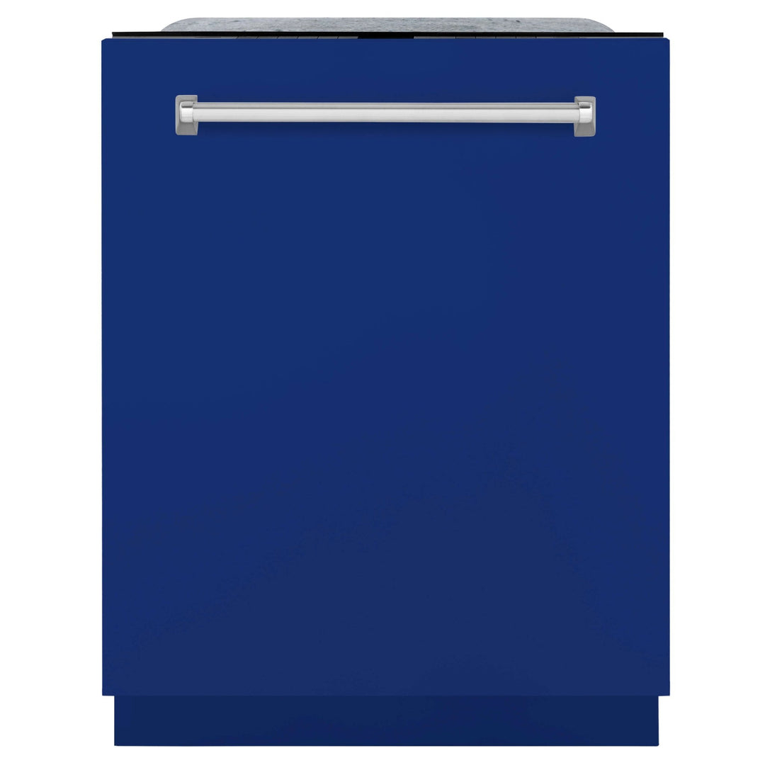 ZLINE 24 in. Monument Series 3rd Rack Top Touch Control Dishwasher with Blue Gloss Panel, 45dBa (DWMT-BG-24)