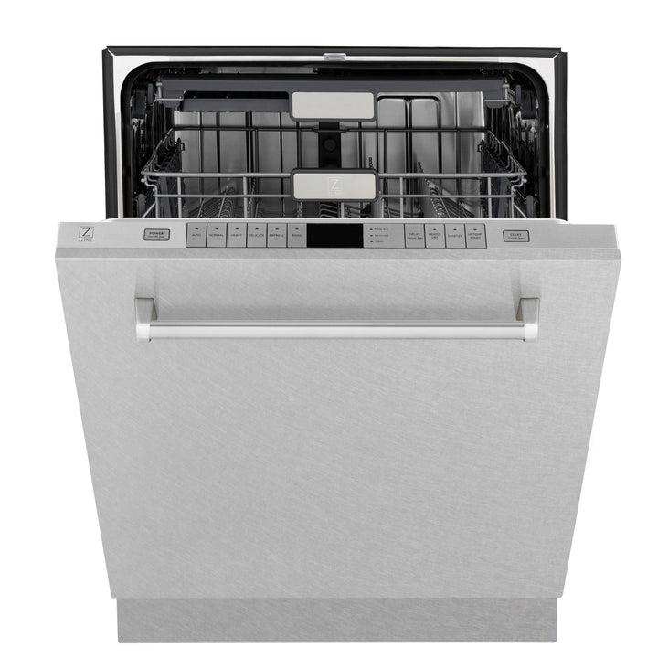 ZLINE 24 in. Monument Series 3rd Rack Top Touch Control Dishwasher with Satin Stainless Steel Panel and Stainless Steel Tub, 45dBa (DWMT-SN-24)