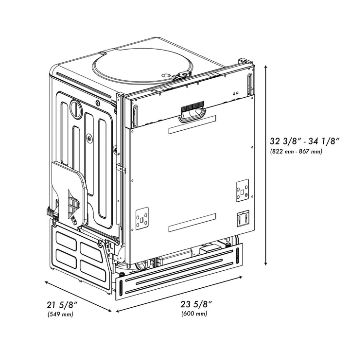 ZLINE 24 in. Panel Ready Top Control Dishwasher with Stainless Steel Tub, 52dBa (DW7713-24)