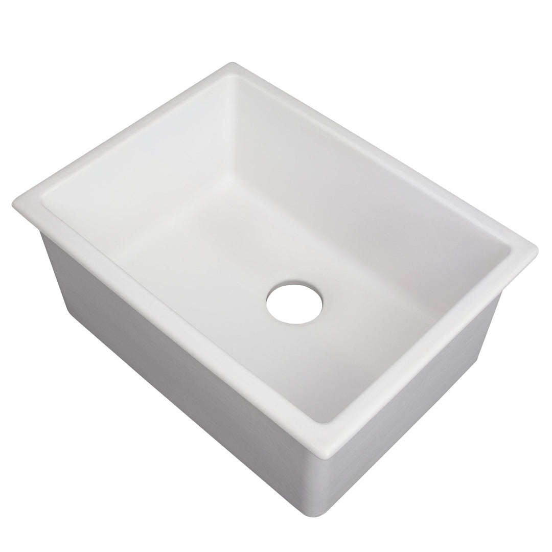 ZLINE 24 in. Rome Dual Mount Single Bowl Fireclay Kitchen Sink with Bottom Grid in White Matte (FRC5123-WM-24)