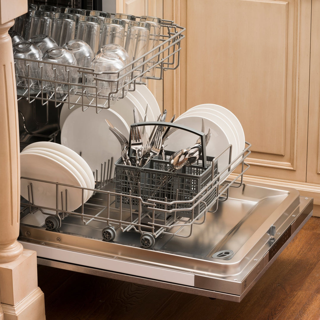 ZLINE 24 in. Stainless Steel Top Control Built-In Dishwasher with Stainless Steel Tub and Modern Style Handle (DW-304-24)