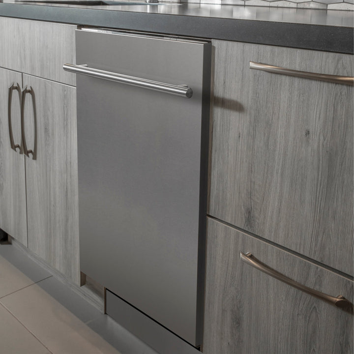 ZLINE 24 in. Stainless Steel Top Control Built-In Dishwasher with Stainless Steel Tub and Modern Style Handle (DW-304-24)