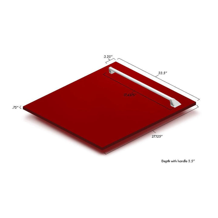 ZLINE 24 in. Tallac Series 3rd Rack Dishwasher with Red Gloss Panel and Traditional Handle, 51dBa (DWV-RG-24)