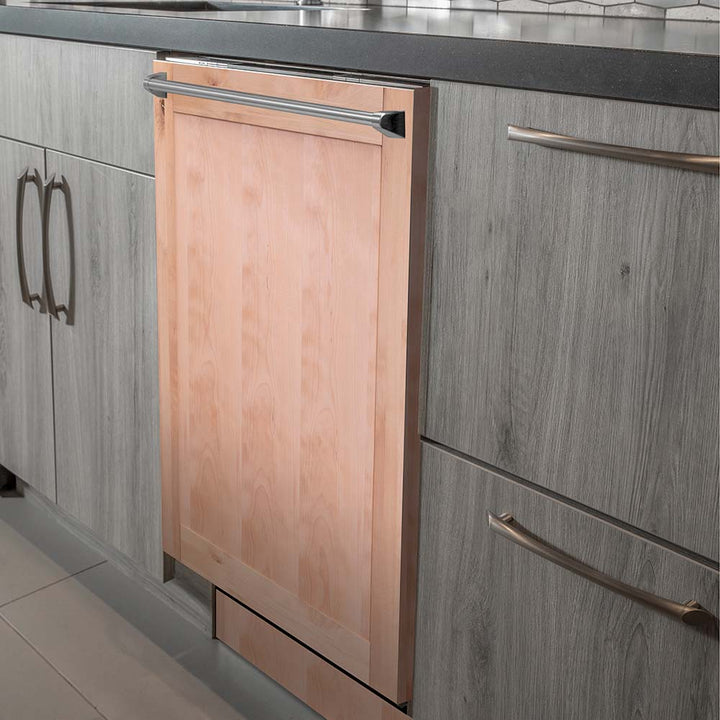 ZLINE 24 in. Top Control Dishwasher with Unfinished Wooden Panel and Traditional Style Handle, 52dBa (DW-UF-H-24)