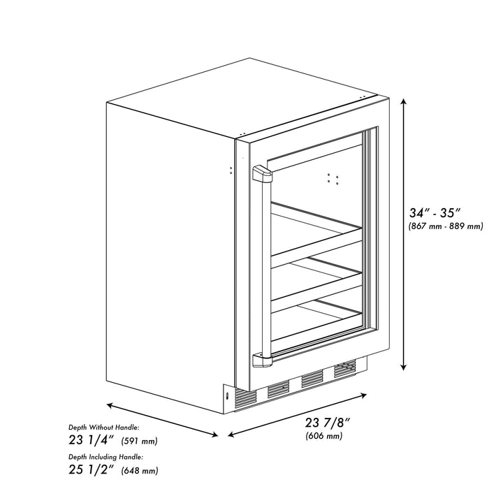 ZLINE 24 in. Touchstone 151 Can Beverage Fridge With Hand Hammered Copper Glass Door (RBSO-HH-24)