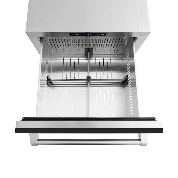 ZLINE 24 in. Touchstone 168 Can Outdoor-Rated Dual Refrigerator Drawer with Black Matte Doors (RDSO-BLM-24)