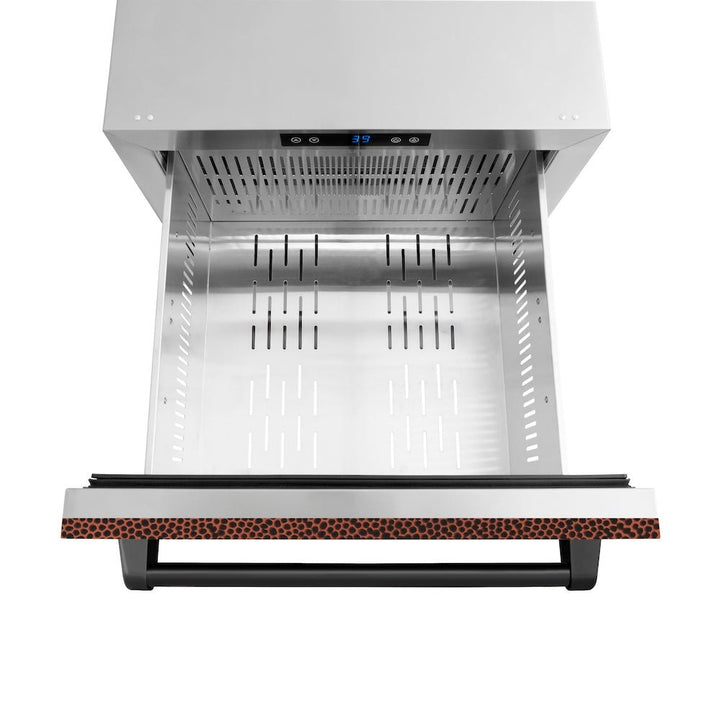 ZLINE 24 in. Touchstone 168 Can Outdoor-Rated Dual Refrigerator Drawer with Hand Hammered Copper Doors (RDSO-HH-24)