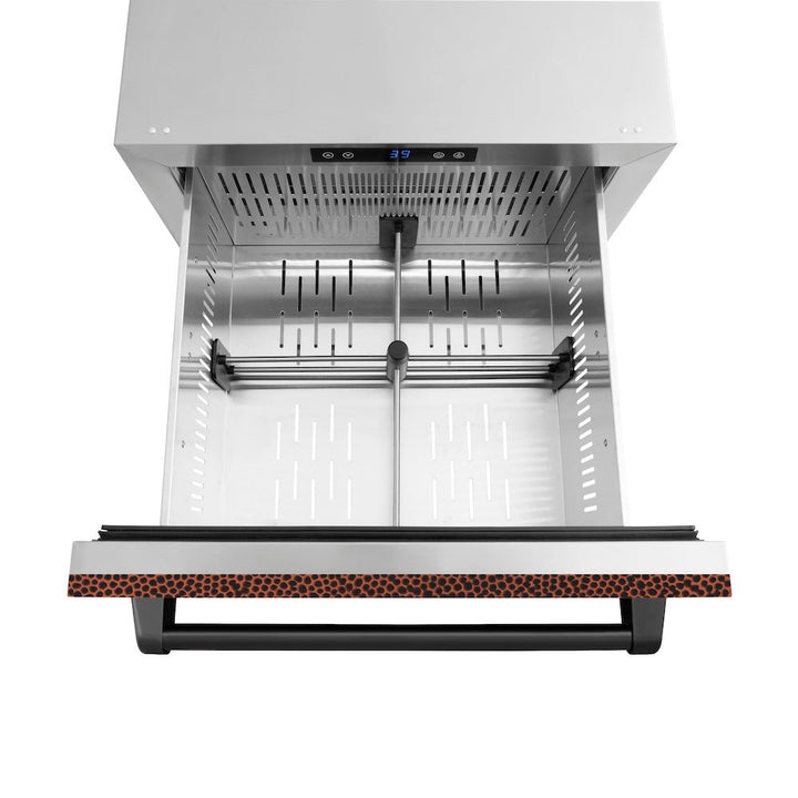 ZLINE 24 in. Touchstone 168 Can Outdoor-Rated Dual Refrigerator Drawer with Hand Hammered Copper Doors (RDSO-HH-24)