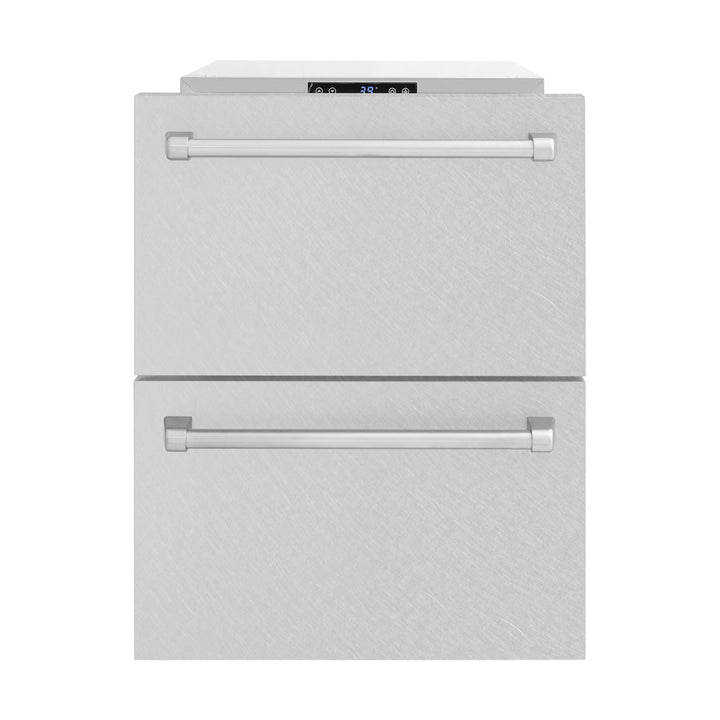 ZLINE 24 in. Touchstone 168 Can Outdoor-Rated Dual Refrigerator Drawer with Satin Stainless Steel Doors (RDSO-SN-24)