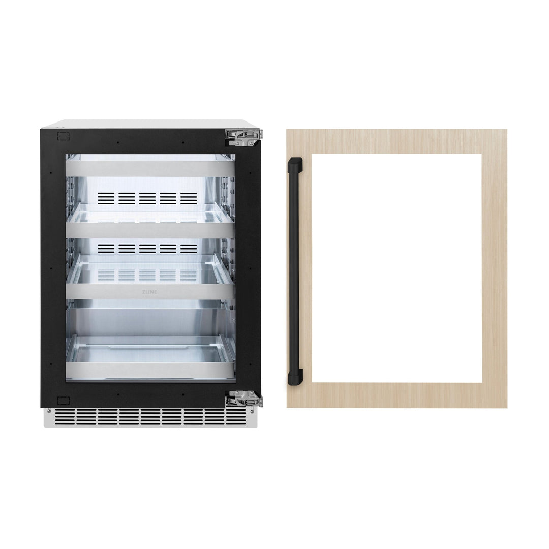 ZLINE 24 In. Touchstone Beverage Fridge with Panel-Ready Glass Door and Matte Black Handle (RBSPOZ-24-MB)